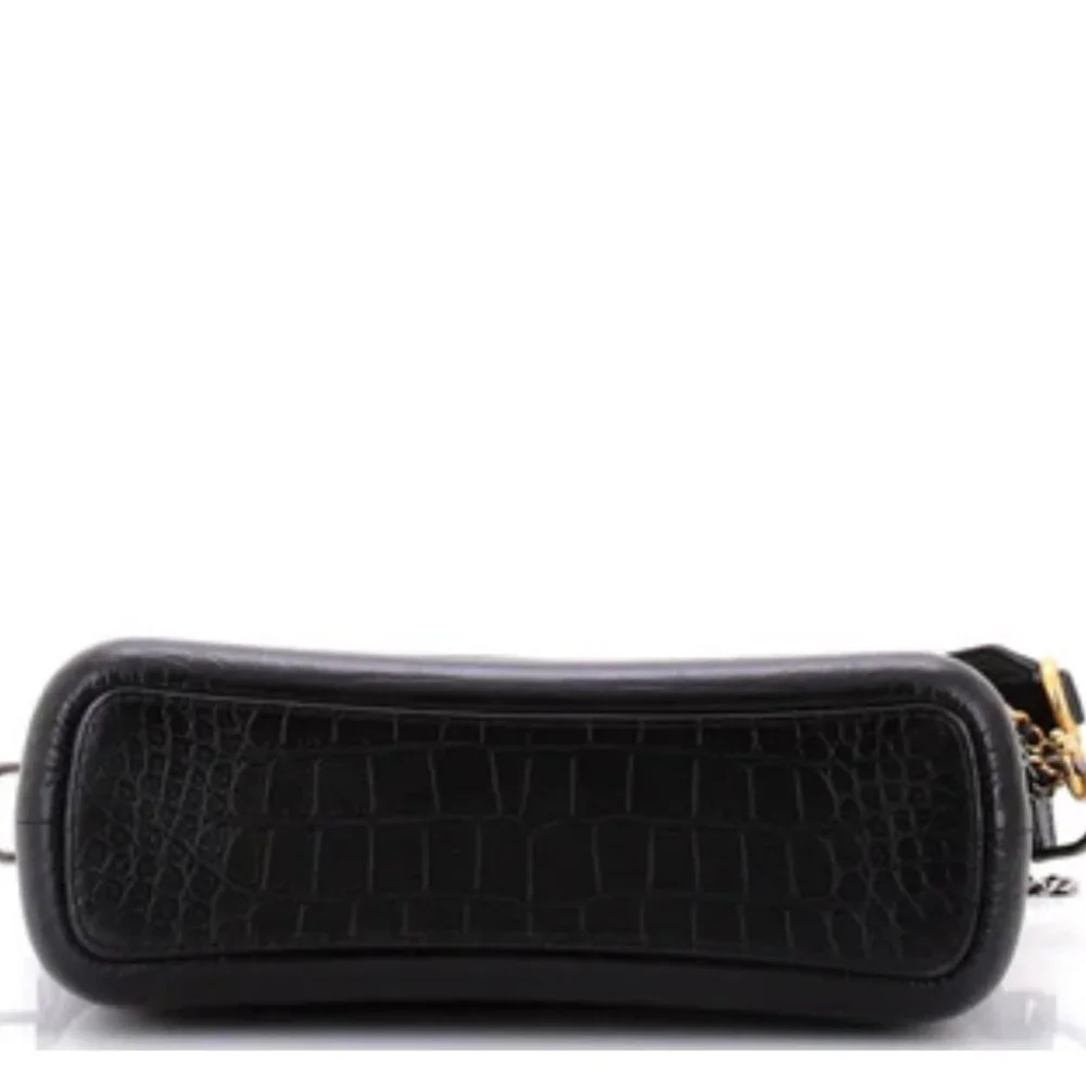 CHANEL RARE Gabrielle Hobo w/ Logo Handle Crocodile Embossed Calfskin Medium Bag
